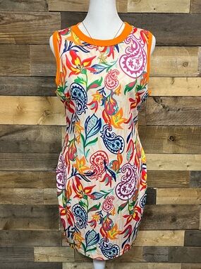 SHEIN Multicolor Floral Paisley Sleeveless Midi Dress - Orange Trim
